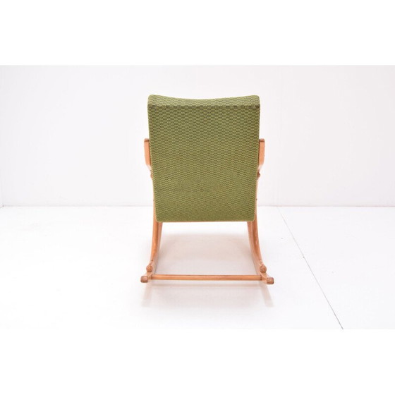 Image 1 of Fabric and wood vintage rocking chair by Ton, Czechoslovakia 1970s