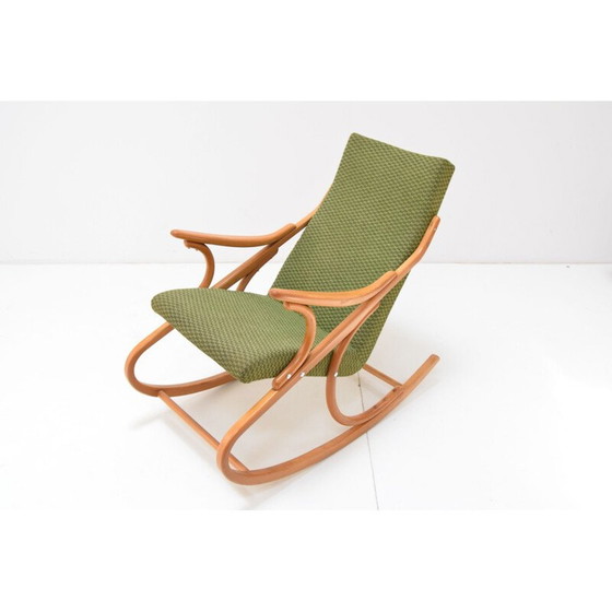 Image 1 of Fabric and wood vintage rocking chair by Ton, Czechoslovakia 1970s