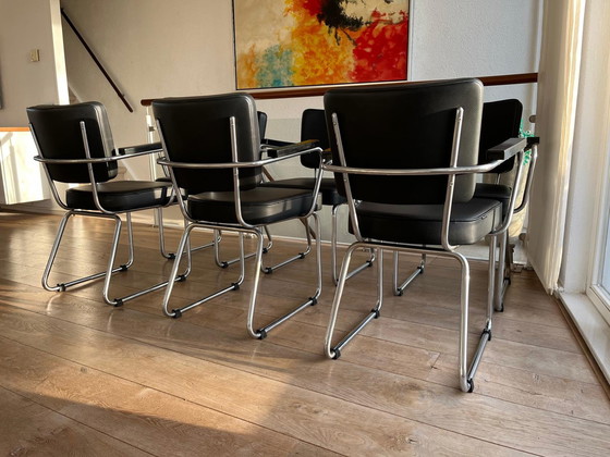 Image 1 of 6X Dutch Originals Gispen 352 Chairs Ch. Hoffmann