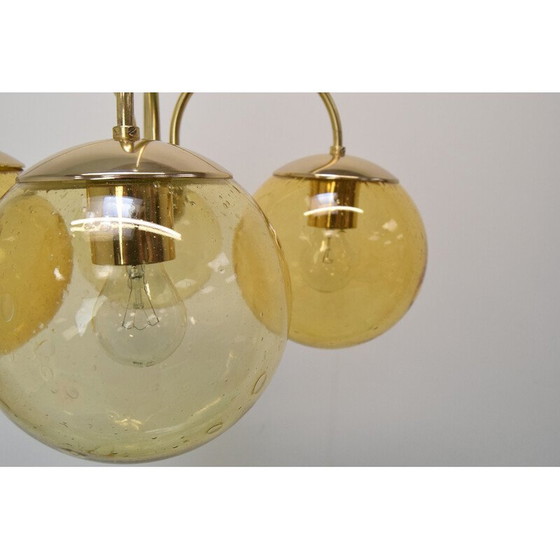 Image 1 of Vintage metal and brass chandelier by Kamenický Šenov, Czechoslovakia 1970