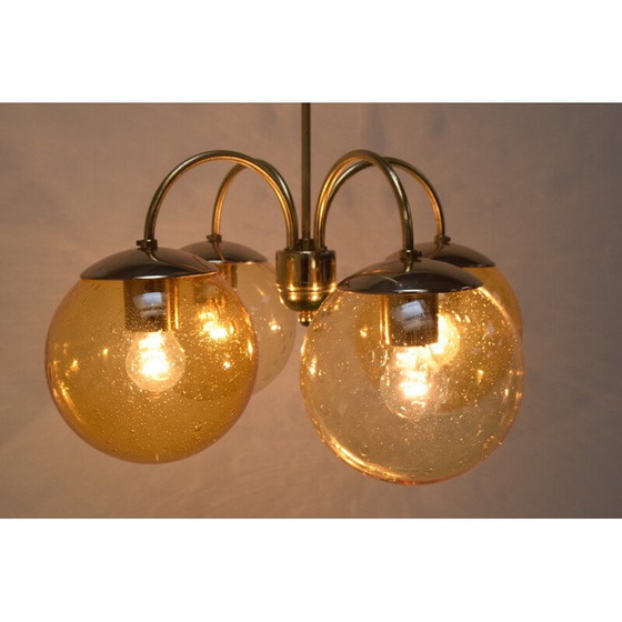 Image 1 of Vintage metal and brass chandelier by Kamenický Šenov, Czechoslovakia 1970