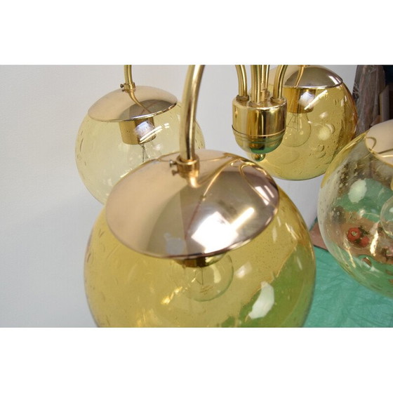 Image 1 of Vintage metal and brass chandelier by Kamenický Šenov, Czechoslovakia 1970