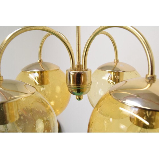 Image 1 of Vintage metal and brass chandelier by Kamenický Šenov, Czechoslovakia 1970