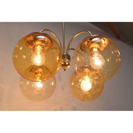 Image 1 of Vintage metal and brass chandelier by Kamenický Šenov, Czechoslovakia 1970