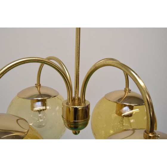 Image 1 of Vintage metal and brass chandelier by Kamenický Šenov, Czechoslovakia 1970