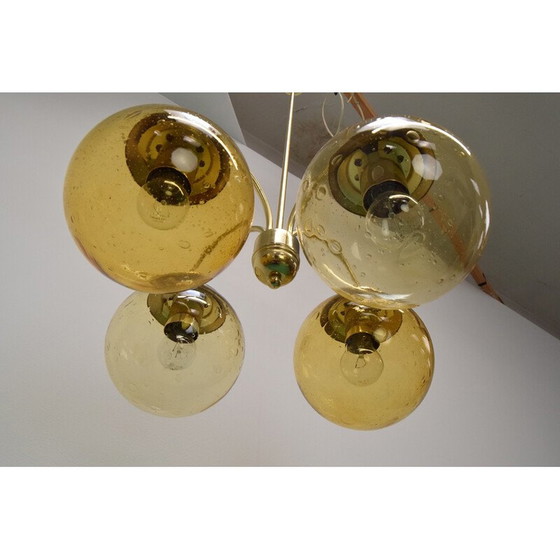 Image 1 of Vintage metal and brass chandelier by Kamenický Šenov, Czechoslovakia 1970