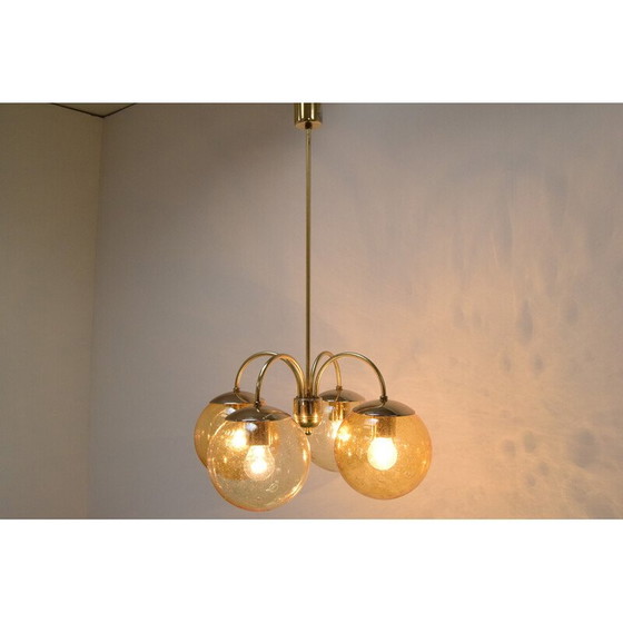 Image 1 of Vintage metal and brass chandelier by Kamenický Šenov, Czechoslovakia 1970