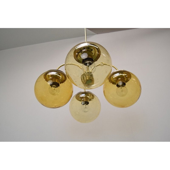 Image 1 of Vintage metal and brass chandelier by Kamenický Šenov, Czechoslovakia 1970