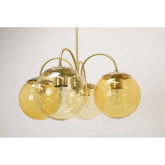 Image 1 of Vintage metal and brass chandelier by Kamenický Šenov, Czechoslovakia 1970