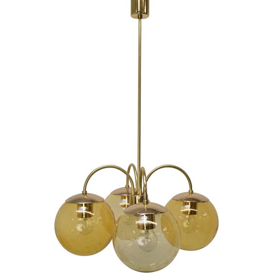 Image 1 of Vintage metal and brass chandelier by Kamenický Šenov, Czechoslovakia 1970
