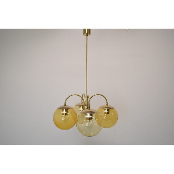 Image 1 of Vintage metal and brass chandelier by Kamenický Šenov, Czechoslovakia 1970