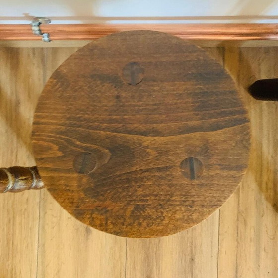 Image 1 of Set of 4 vintage wooden tripod stools