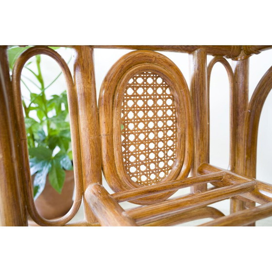 Image 1 of Vintage coffee table in rattan and glass, 1970