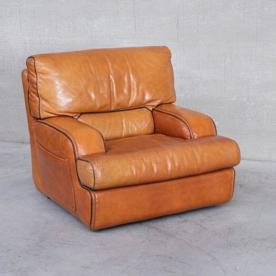 Image 1 of Pair of vintage leather armchairs, France 1970s