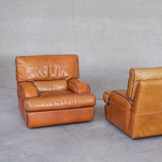 Image 1 of Pair of vintage leather armchairs, France 1970s