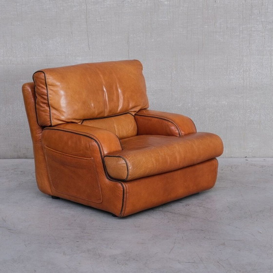 Image 1 of Pair of vintage leather armchairs, France 1970s