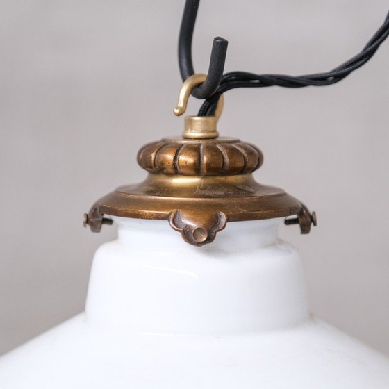 Image 1 of Vintage glass and brass pendant lamp, France 1920