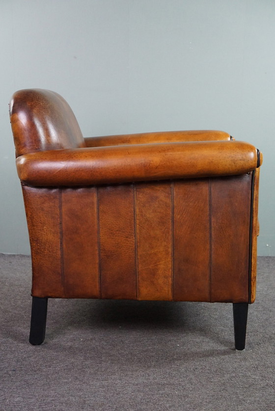 Image 1 of Sheep leather ArtDeco designer armchair with accents all around