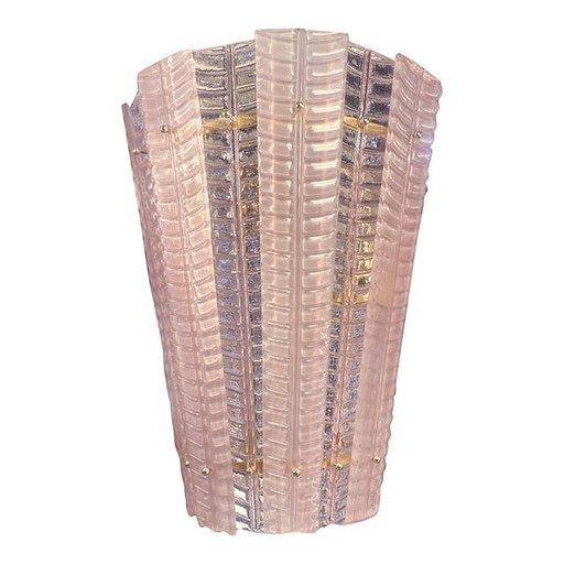 Lantern In Pink Transparent And Sanded Murano Glass In Barovier E Toso Style