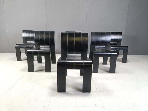 Image 1 of Set Of 6 Stackable Gijs Bakker Strip Chairs, 1980S