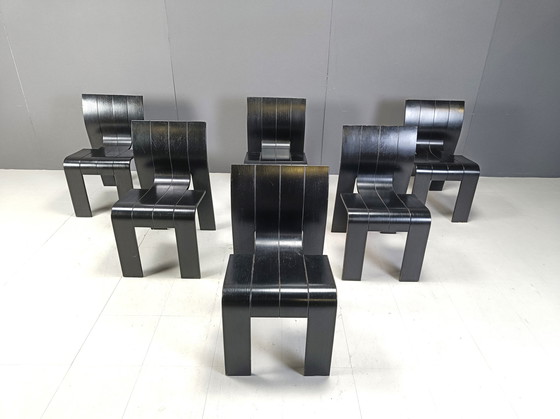 Image 1 of Set Of 6 Stackable Gijs Bakker Strip Chairs, 1980S