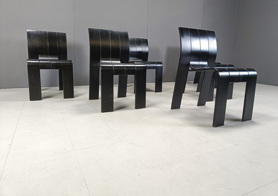 Image 1 of Set Of 6 Stackable Gijs Bakker Strip Chairs, 1980S