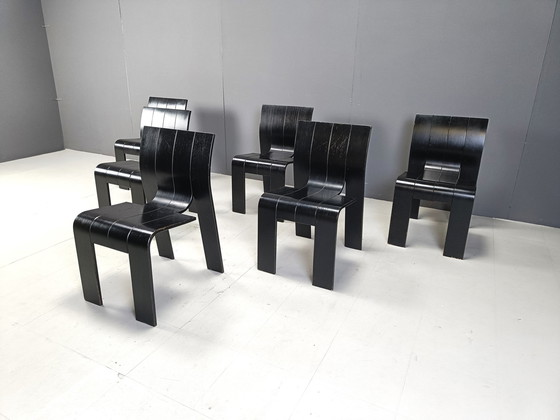 Image 1 of Set Of 6 Stackable Gijs Bakker Strip Chairs, 1980S