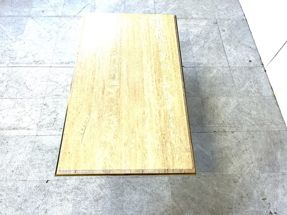 Image 1 of Tavolino da caffè Fedam Vintage in travertino e ottone