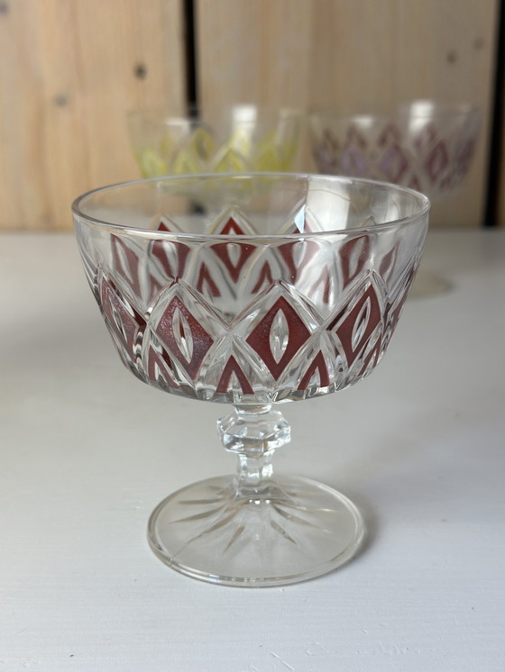 Image 1 of 6 x VMC Reims Harlequin Coupé glasses from the 1960s