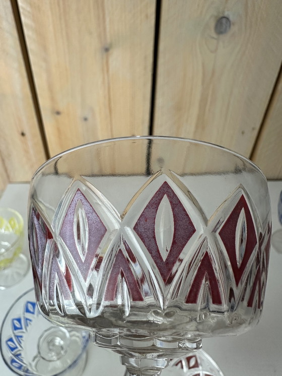 Image 1 of 6 x VMC Reims Harlequin Coupé glasses from the 1960s