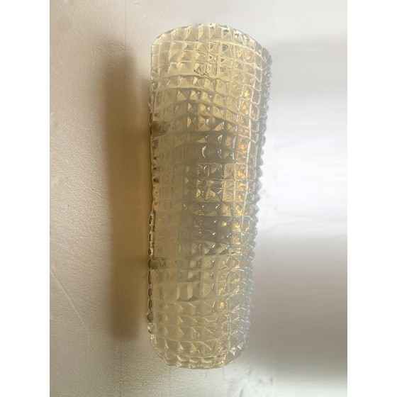 Image 1 of Set Of Two "Crocodile" Opalino Murano Glass Wall Sconces