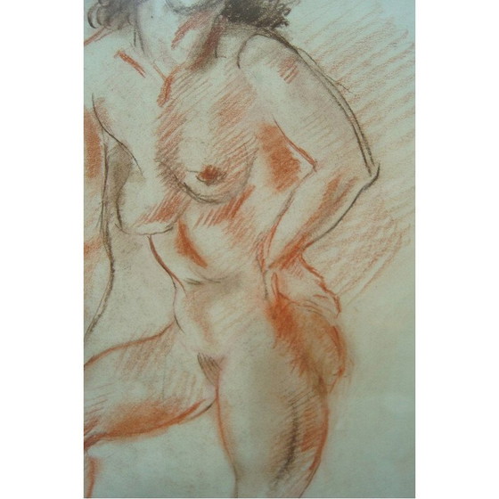 Image 1 of Vintage painting female act by Jules Schyl, Sweden 1953