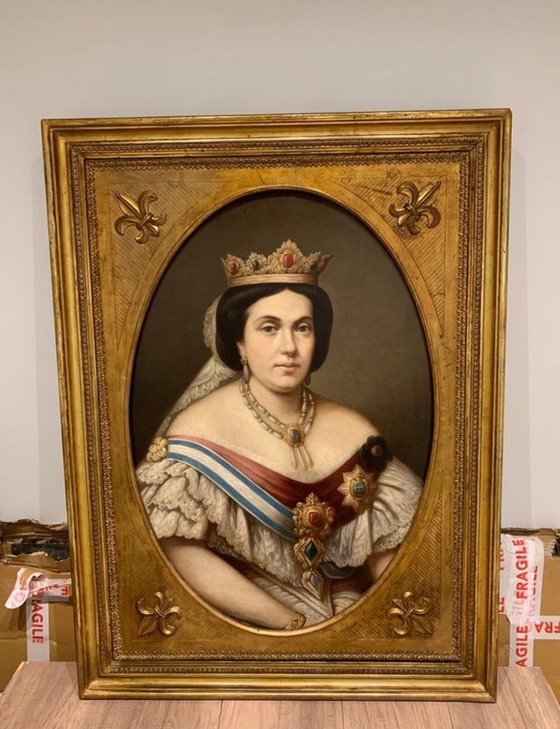 Image 1 of Portrait Isabel Ii Of Spain. Xix Siecle.