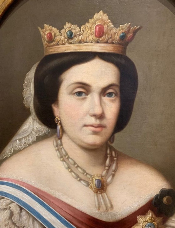 Image 1 of Portrait Isabel Ii Of Spain. Xix Siecle.