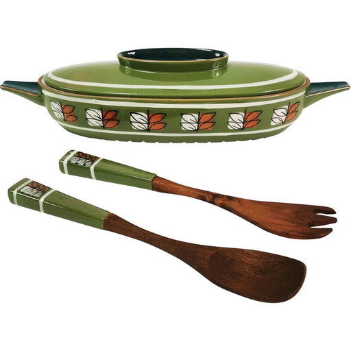 Vintage ceramic and teak cooking set for Ceramono, Germany 1960s