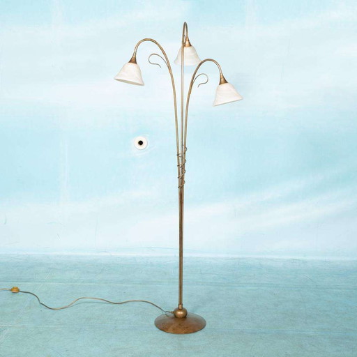 Bohemian glass floor lamp 70s/80s, Japandi floor lamp