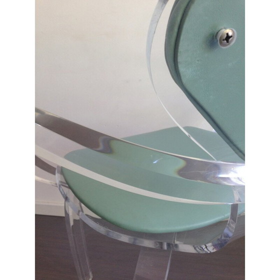 Image 1 of Vintage lucite chair with green back, 1980