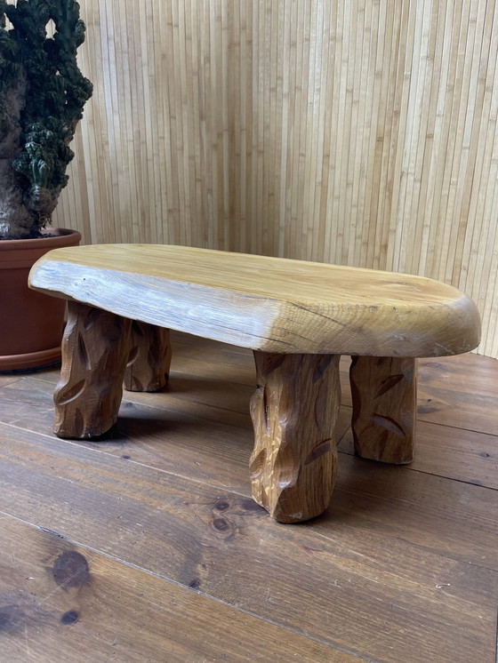 Image 1 of Brutalist Wabi-Sabi Solid Oak Stools / Side Tables