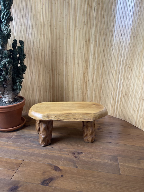 Image 1 of Brutalist Wabi-Sabi Solid Oak Stools / Side Tables