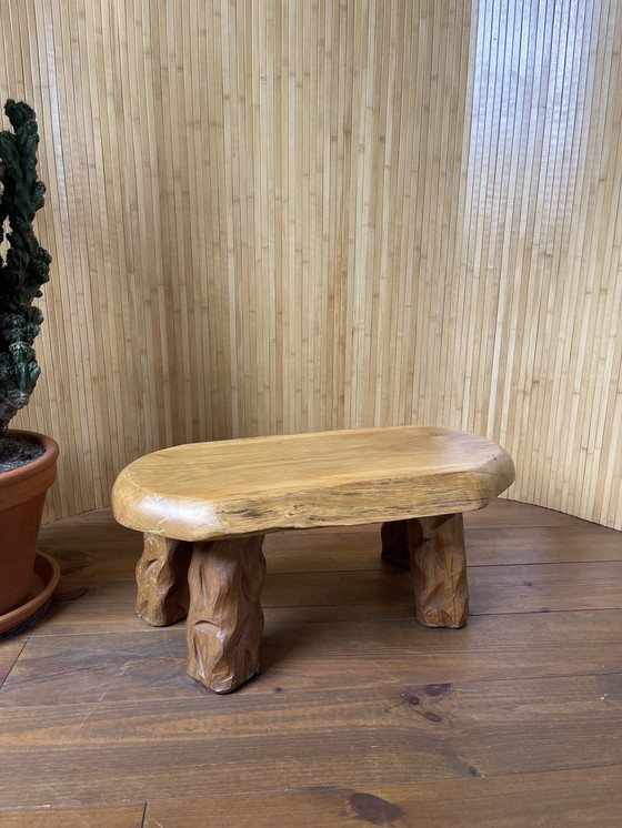 Image 1 of Brutalist Wabi-Sabi Solid Oak Stools / Side Tables