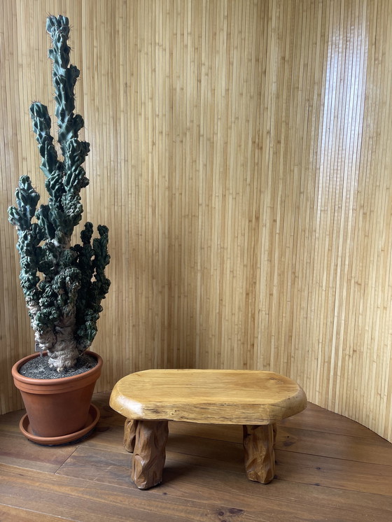 Image 1 of Brutalist Wabi-Sabi Solid Oak Stools / Side Tables