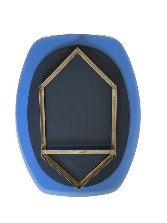 Image 1 of Rare Veca Fontana Arte Blue Mirror 1960s Italy