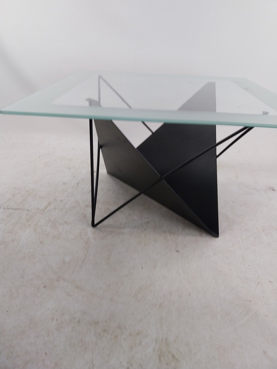 Image 1 of 1 X 1980'S Glass With Metal Memphis Style Coffee Table