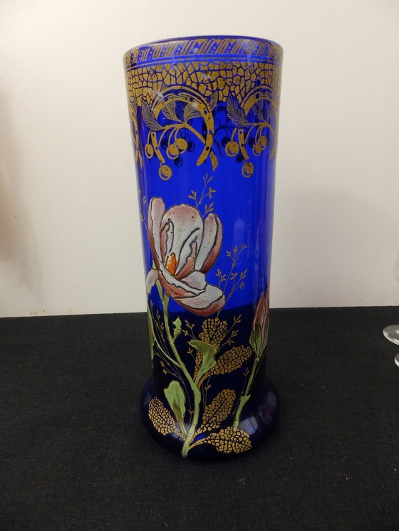 Image 1 of Vase Art Nouveau Enamelled Glass By Legras