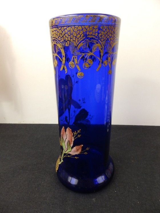 Image 1 of Vase Art Nouveau Enamelled Glass By Legras