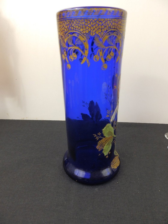 Image 1 of Vase Art Nouveau Enamelled Glass By Legras