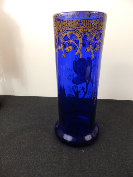 Image 1 of Vase Art Nouveau Enamelled Glass By Legras