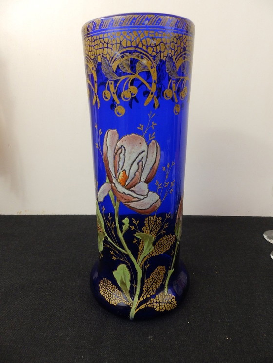 Image 1 of Vase Art Nouveau Enamelled Glass By Legras