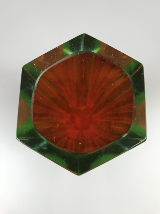 Image 1 of Sommerso block vase orange green