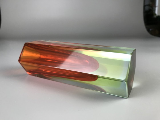 Image 1 of Sommerso block vase orange green